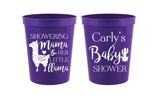 Llama baby shower cups