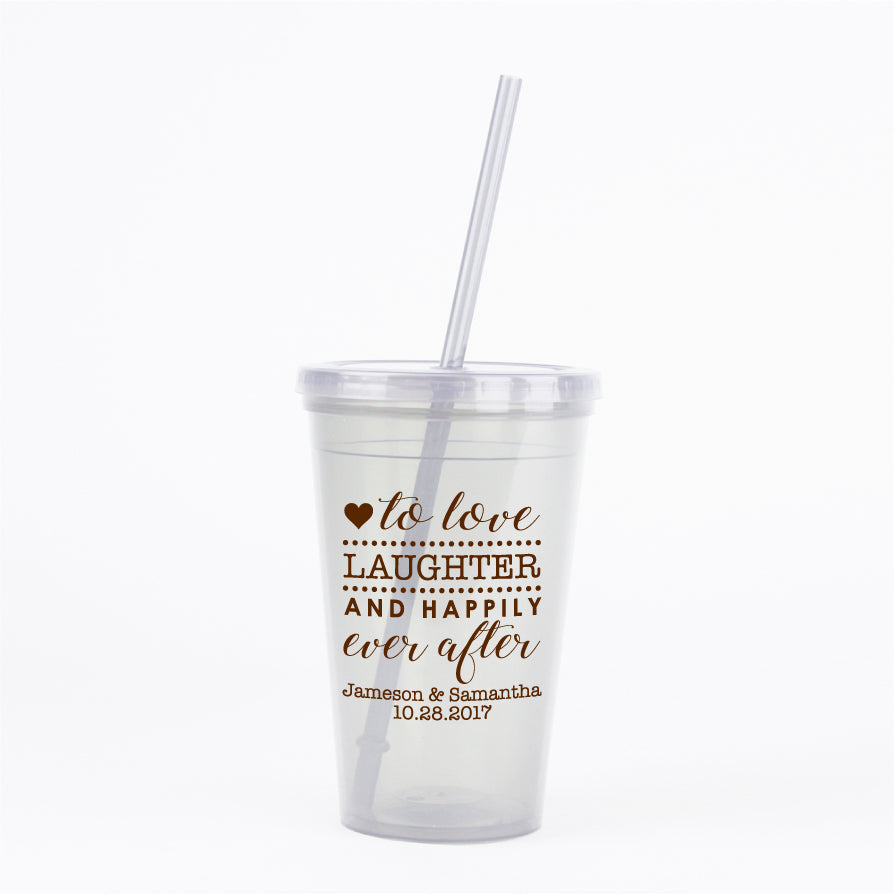 Love, laughter, and happily ever after- wedding tumblers