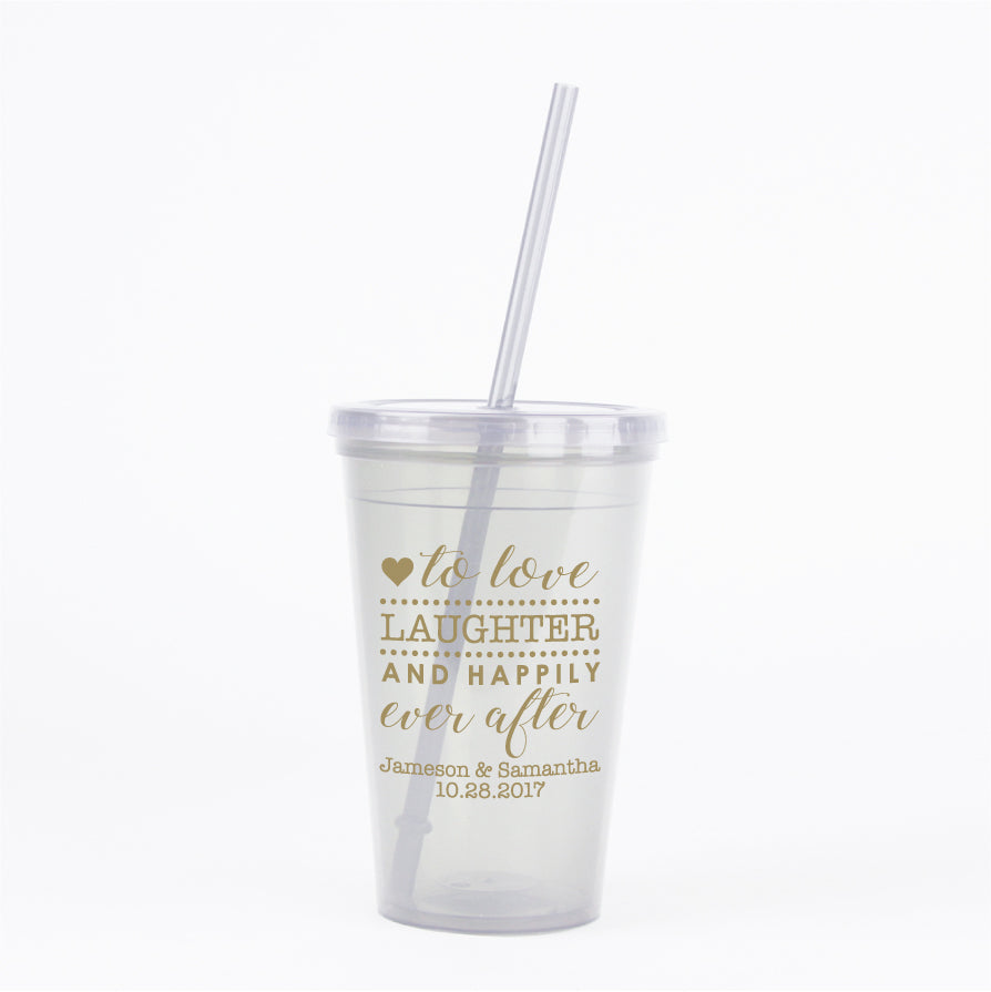 Love, laughter, and happily ever after- wedding tumblers