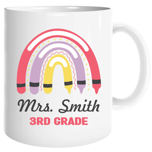Personalized rainbow teacher mug