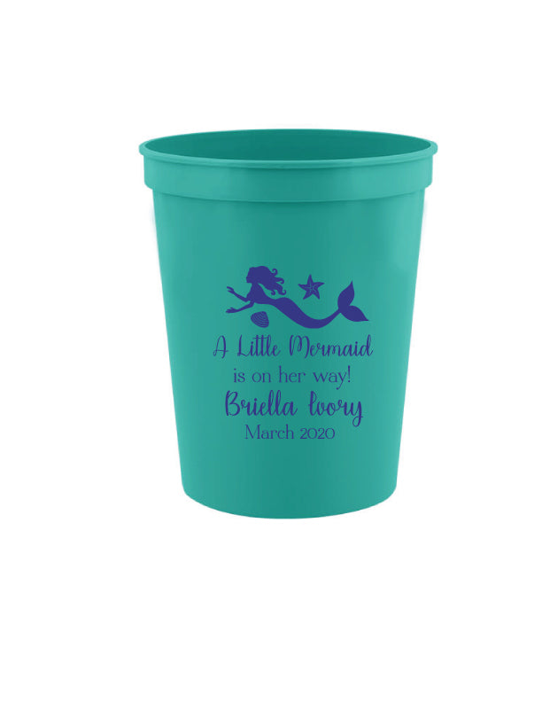 Vasos para baby shower con temática de sirena