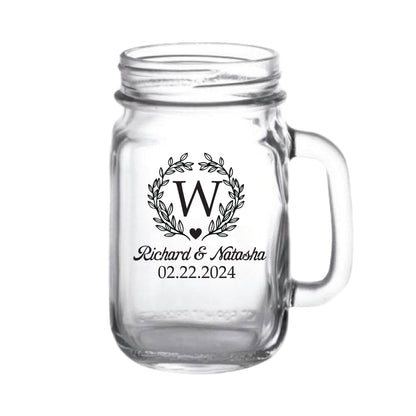Leaf Monogram Mason Jars
