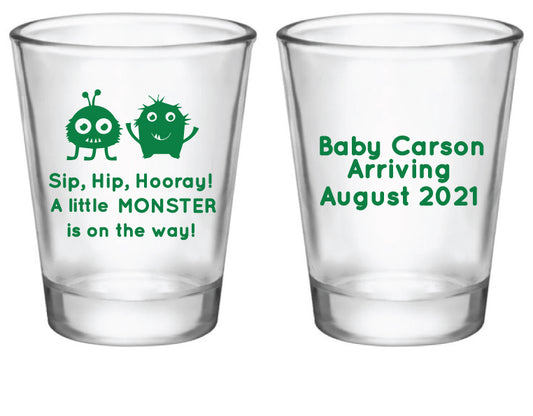 Monster baby shower shot glasses