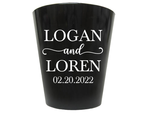 Plastic shot glasses- Names and date