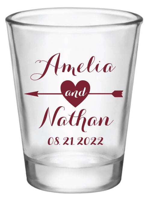 Names with heart- wedding shot glasses