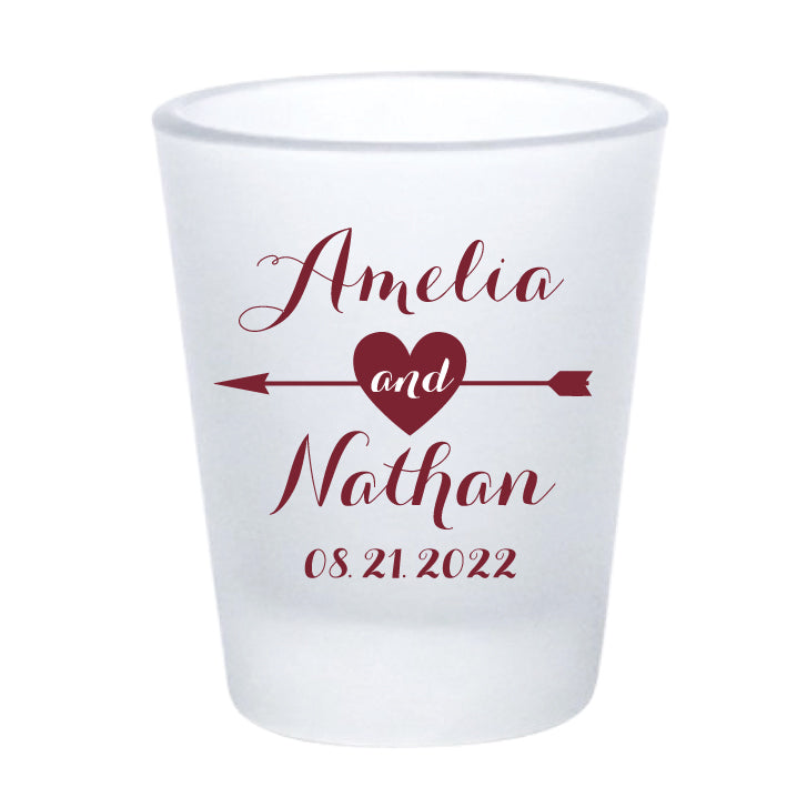 Names with heart- wedding shot glasses