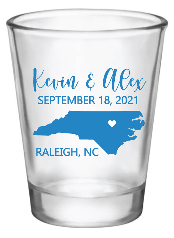 North Carolina wedding shot glasses