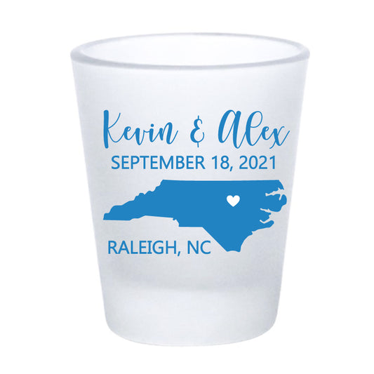 North Carolina wedding shot glasses