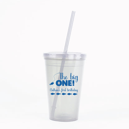 1st birthday party favors,under the sea birthday, fish themed kids party, personalized tumbler cups