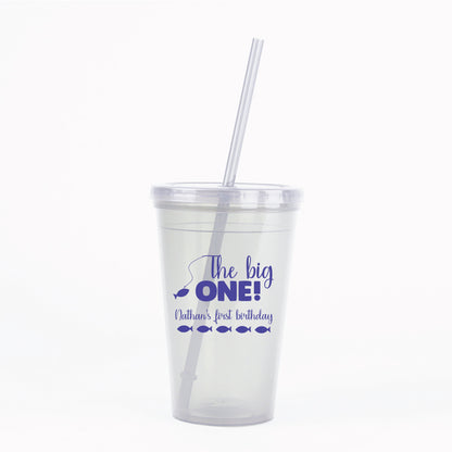 1st birthday party favors,under the sea birthday, fish themed kids party, personalized tumbler cups