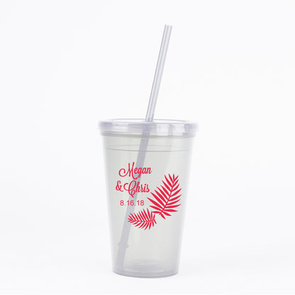 Palm leaf wedding tumblers