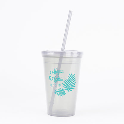 Palm leaf wedding tumblers
