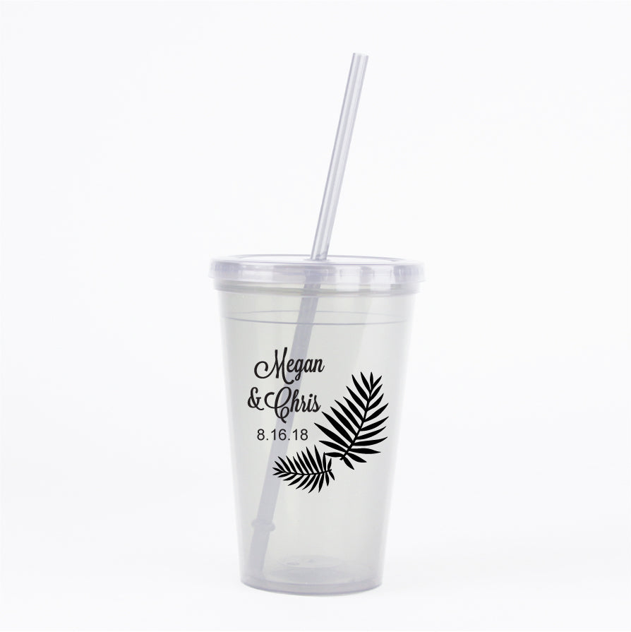 Palm leaf wedding tumblers