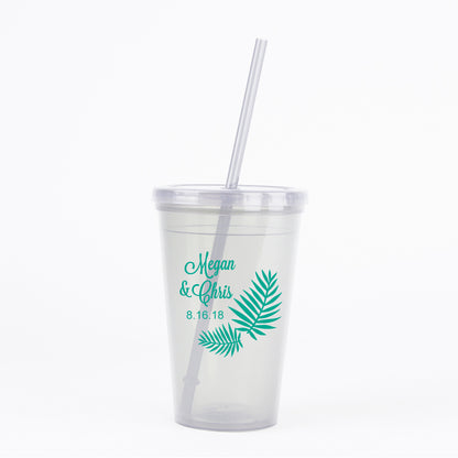 Palm leaf wedding tumblers