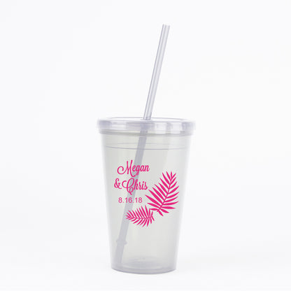 Palm leaf wedding tumblers