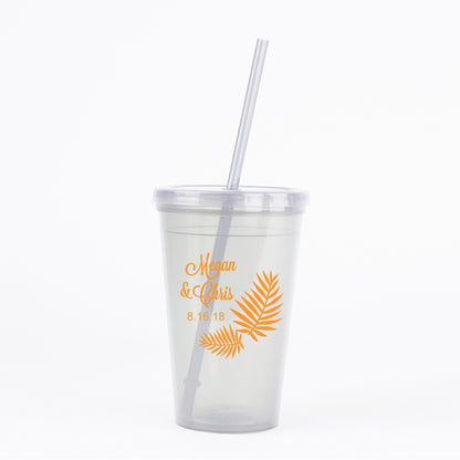 Palm leaf wedding tumblers