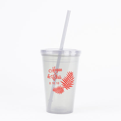 Palm leaf wedding tumblers