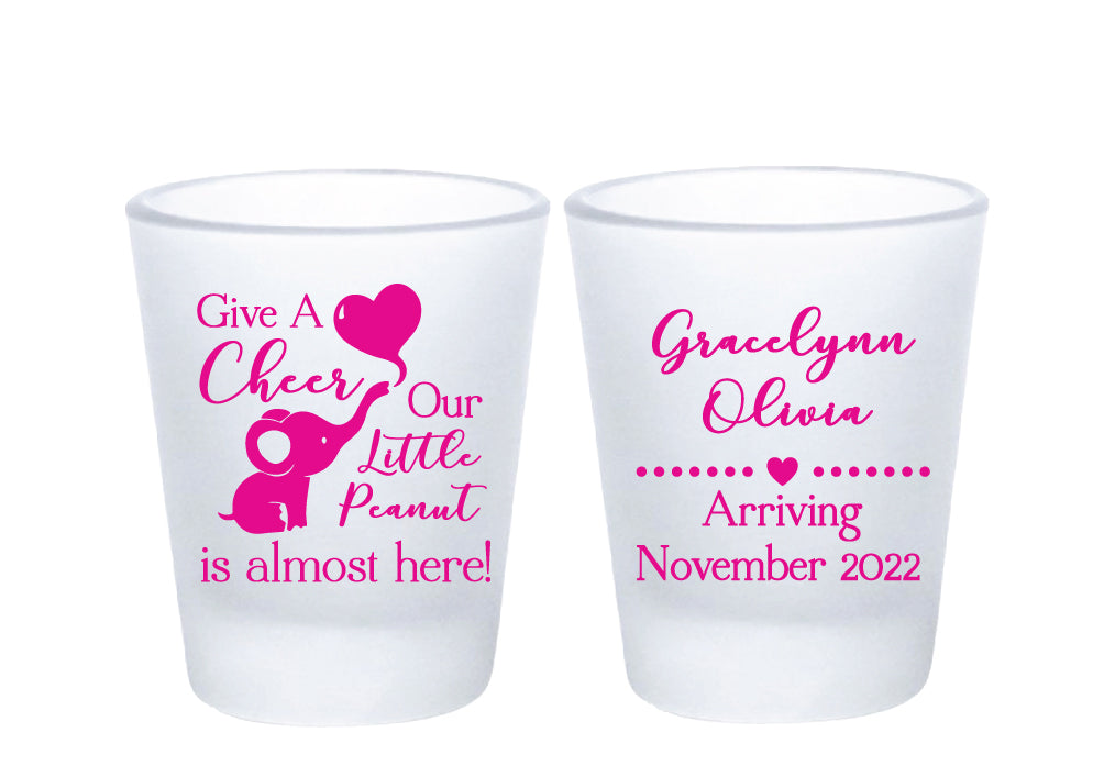 Vasos de chupito para baby shower con forma de elefante y pequeño cacahuete
