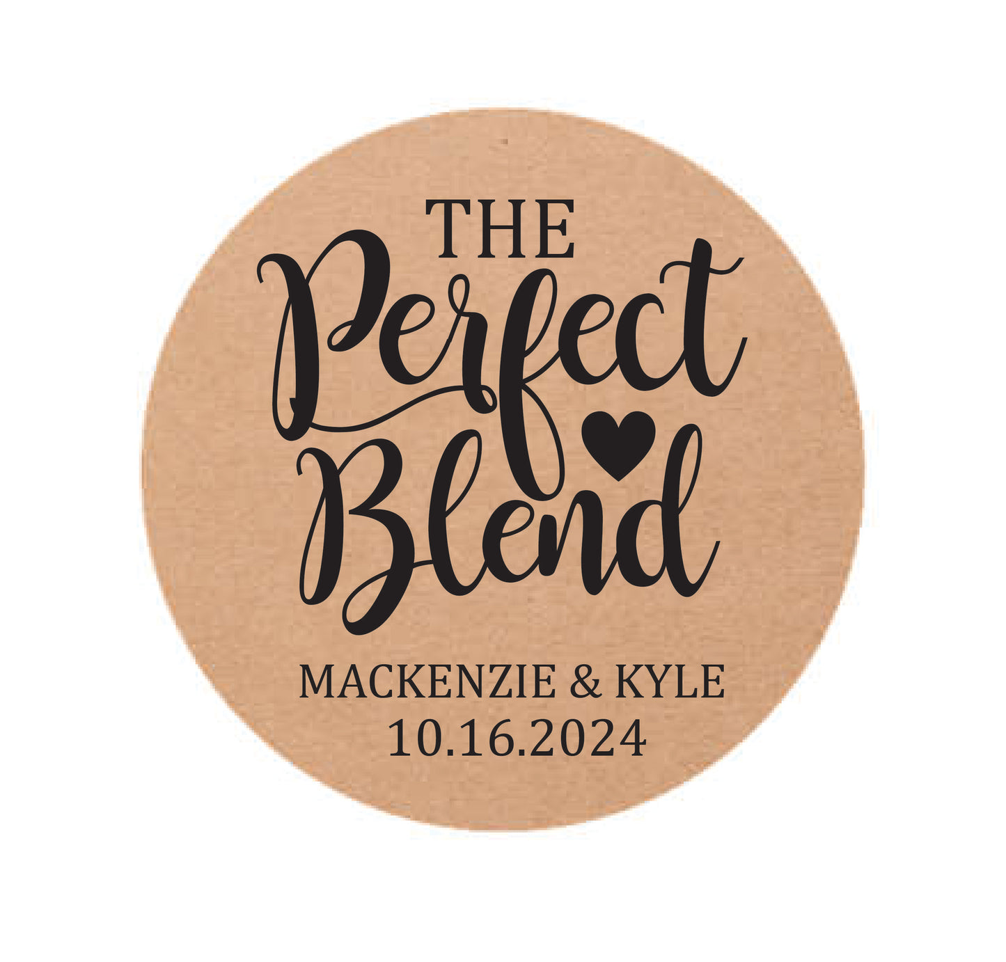 The perfect blend wedding stickers- brown kraft