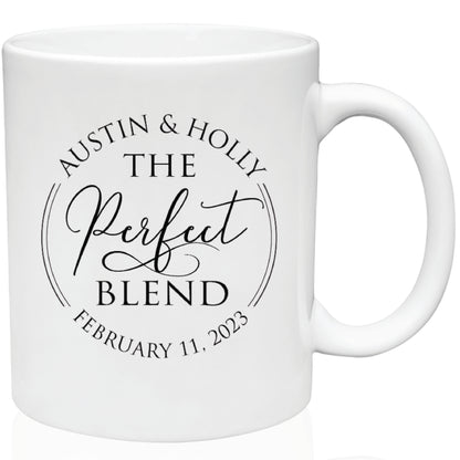 The perfect blend wedding coffee mugs