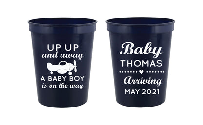 Airplane baby shower cups