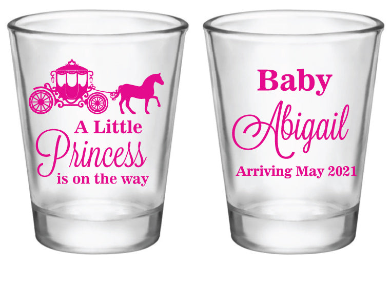 Personalized princess baby shower shot glasses