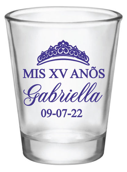 Quinceañera shot glasses with crown design
