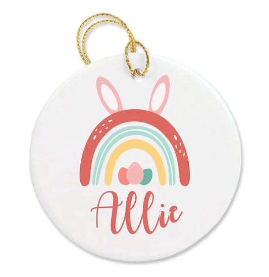 Personalized Ceramic Rainbow Easter Basket Tag