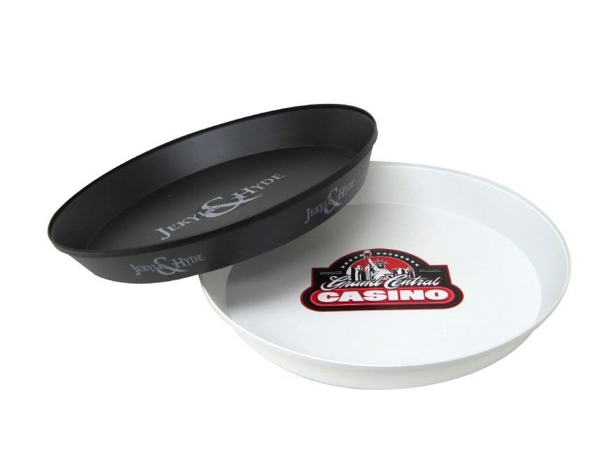 13" restaurant serving trays, printed with your logo of choice in the center, wholesale serving trays