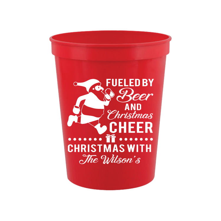 Christmas Party Cups- Fueled by beer and Christmas cheer