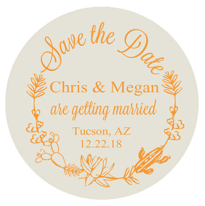 Save the date magnets, floral cactus themed save the dates, heavy paper magnets