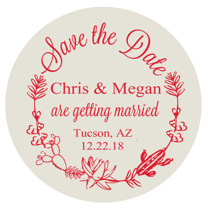 Wedding save the dates, cactus succulent themed wedding, personalized save the date magnets