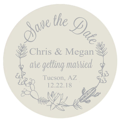 Wedding save the dates, cactus succulent themed wedding, personalized save the date magnets