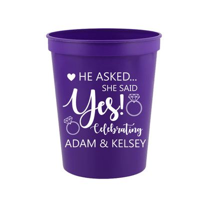 She said yes- engagement party cups