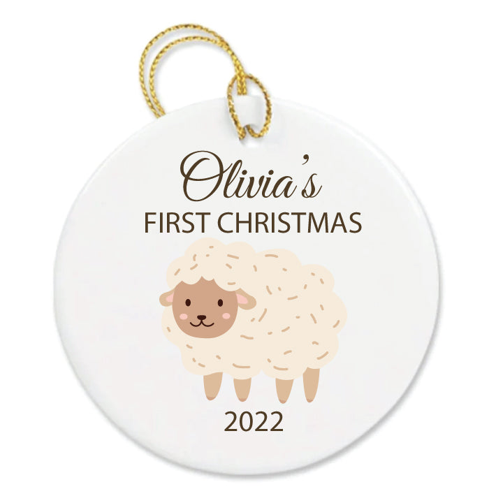 Baby's First Christmas Ornament- Sheep Design