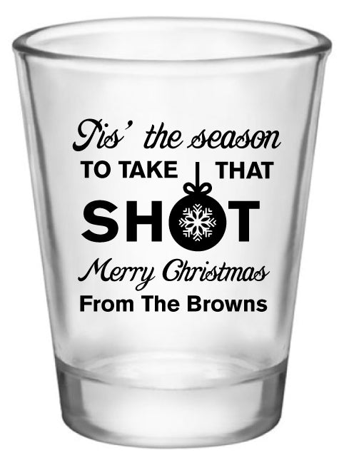 Personalized Christmas party shot glasses