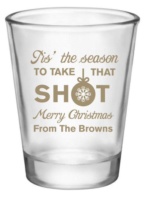 Personalized Christmas party shot glasses
