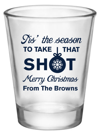 Personalized Christmas party shot glasses