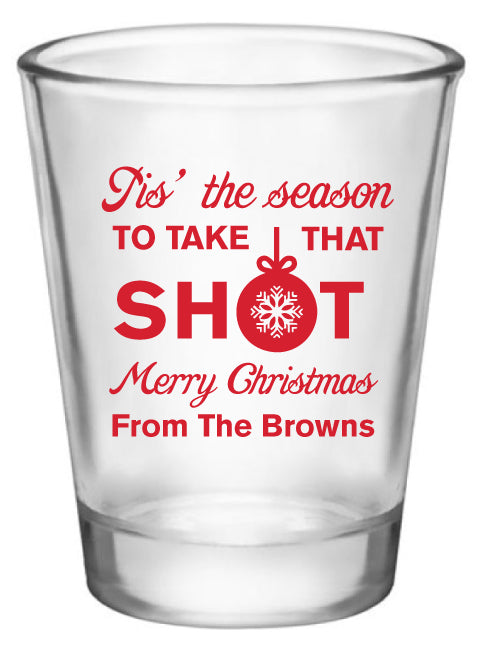 Personalized Christmas party shot glasses