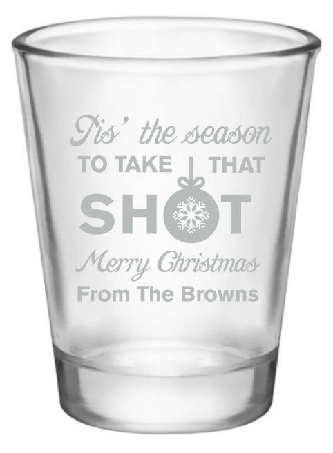 Personalized Christmas party shot glasses