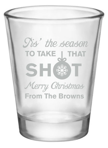 Personalized Christmas party shot glasses