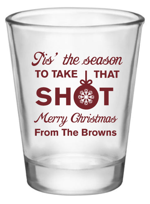 Personalized Christmas party shot glasses