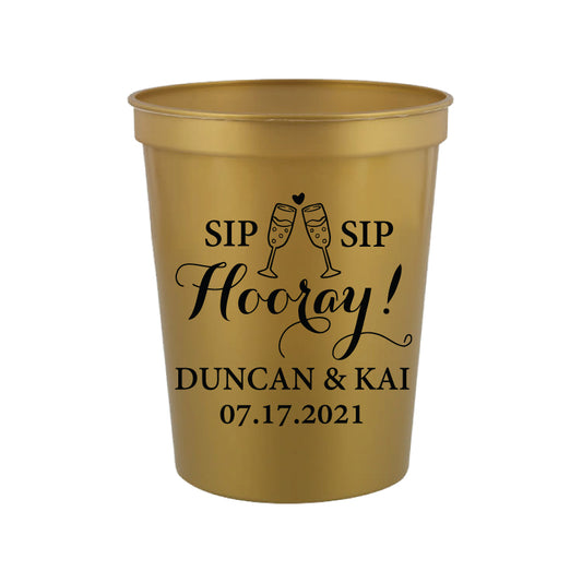 Sip Sip Hooray wedding cups