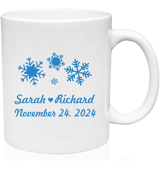 Snowflake wedding mugs