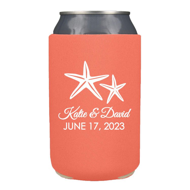 Starfish Wedding Can Coolers
