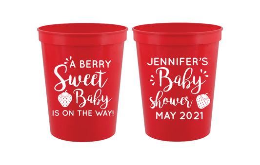 Strawberry baby shower cups