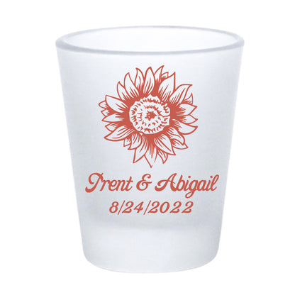 sunflower wedding shot glasses