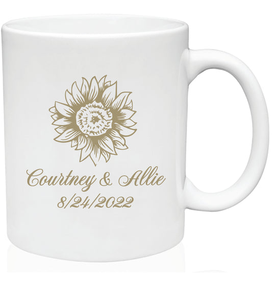 Sunflower wedding mugs
