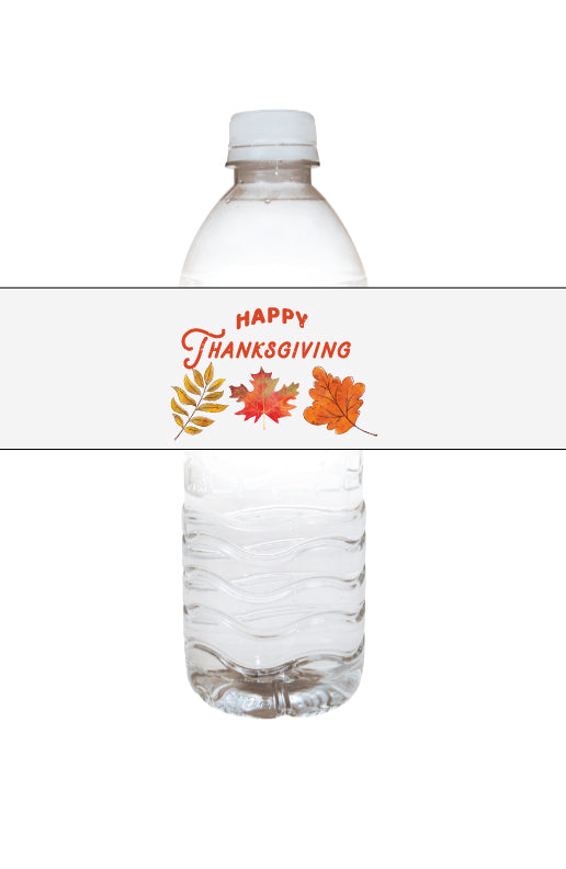 Thanksgiving water bottle labels- watercolor leaves