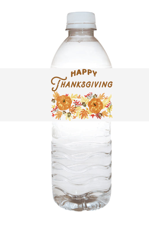 Thanksgiving water bottle labels